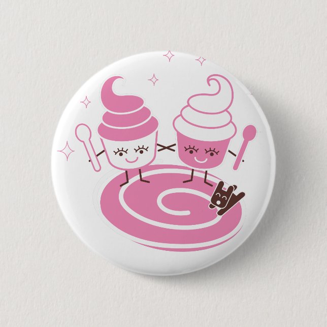 Frozen Yogurt Sisters Button (Front)