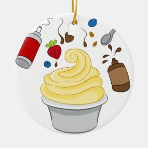 Frozen Yogurt with Toppings Ceramic Ornament