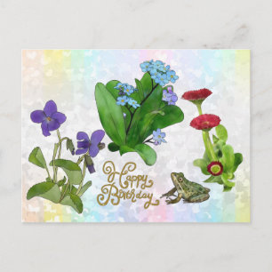 Frühlingsblumen mit Frosch Postcard