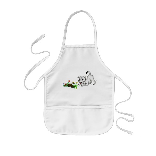 Frühlingserwachen, Welpe mit Schmetterling Kids Apron (Front)