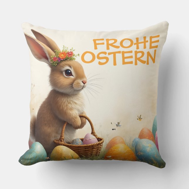 Frühlingsgrüß vom Osterhasen Cushion (Front)