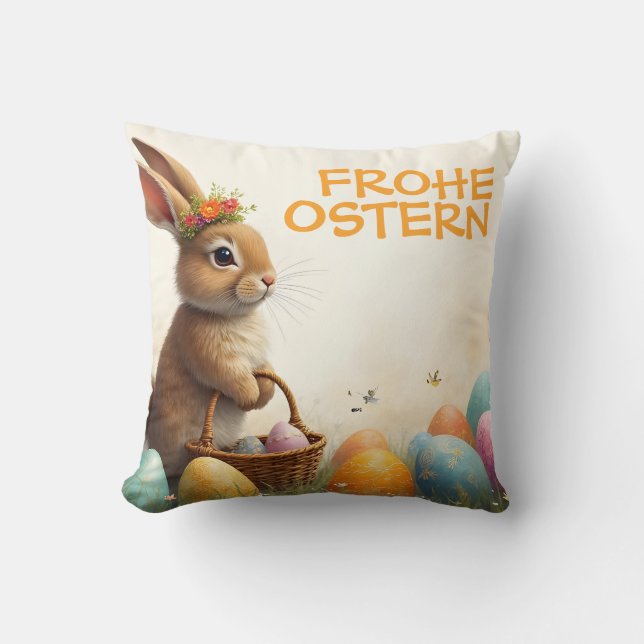 Frühlingsgrüß vom Osterhasen Cushion (Front)