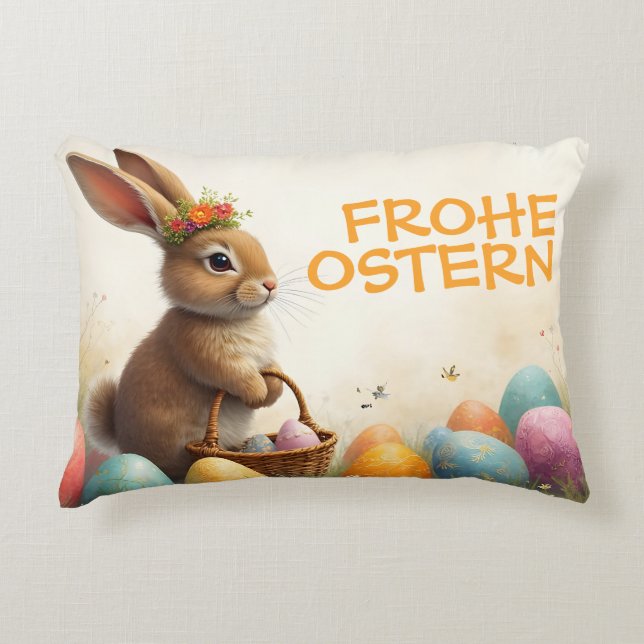 Frühlingsgrüß vom Osterhasen Decorative Cushion (Front)