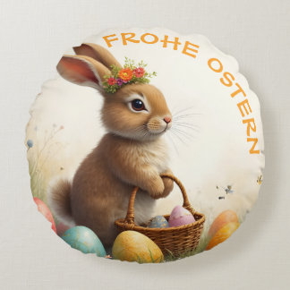 Frühlingsgrüß vom Osterhasen Round Cushion