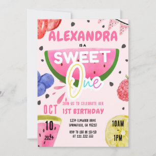 Fruit 1st Birthday Girl Sweet One Tutti Frutti Invitation