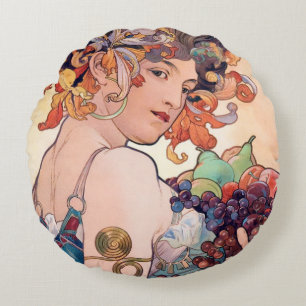 Fruit, Alphonse Mucha Throw Pillow