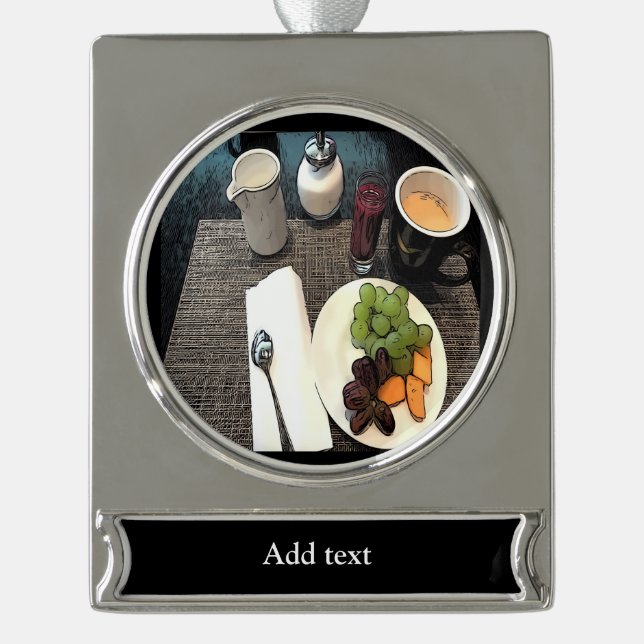 Fruit and Coffee  Ceramic Ornament (Front)