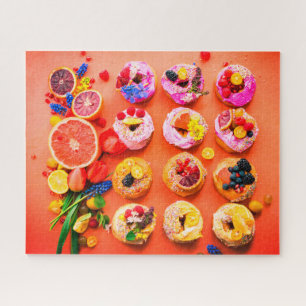 Fruit and doughnut colourful food jigsaw puzzle