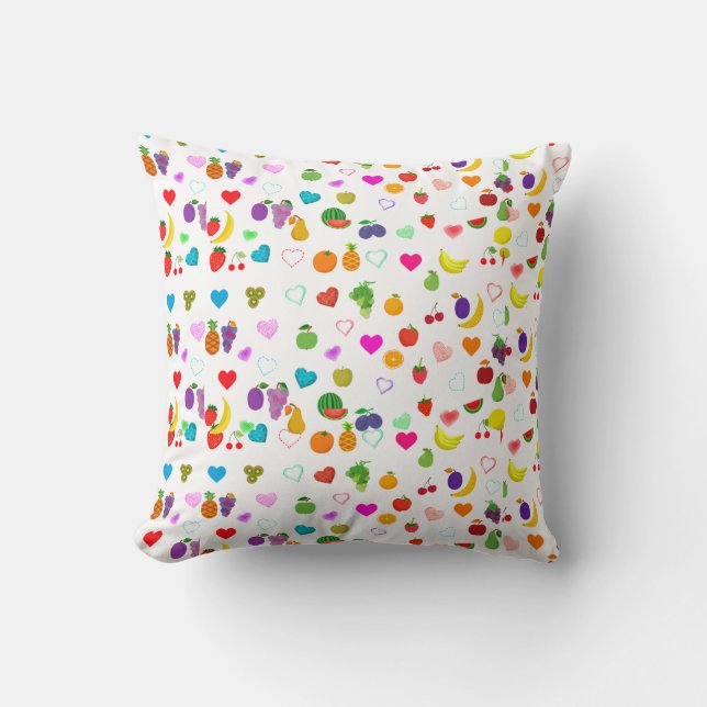 fruit and heart pattern Throw Pillow (Front)