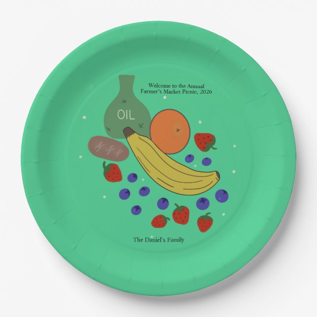 Fruit and Oil Round Paper Plate (Front)