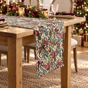 Fruit and Pomegranate Heirloom Christmas Short Table Runner