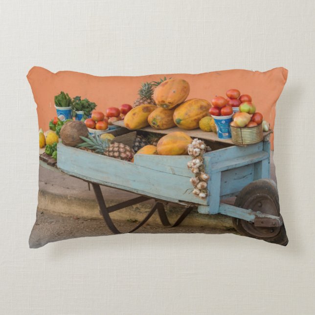 Fruit and vegetable cart, Cuba Decorative Cushion (Front)