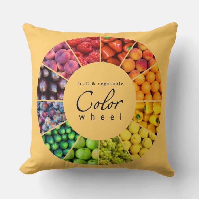 Fruit and vegetable colour wheel (12 colours) cushion (Front)