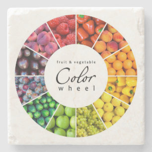 Fruit and vegetable colour wheel (12 colours) stone coaster