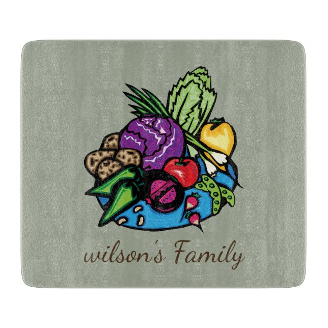 Fruit and Vegetable Natural Personalised Cutting Board (Front)