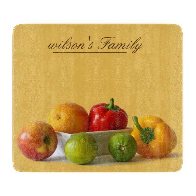 Fruit and Vegetable Natural Personalised Cutting Board (Front)