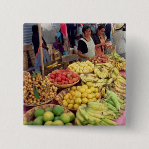 Fruit and vegetable stall 15 cm square badge