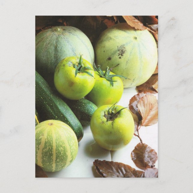 Fruit and vegetables, Green tomatoes and melons Postcard (Front)