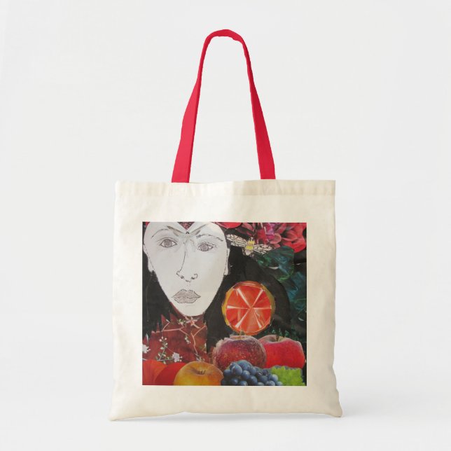 Fruit Bag, orange, apple, grapes, face Tote Bag (Front)