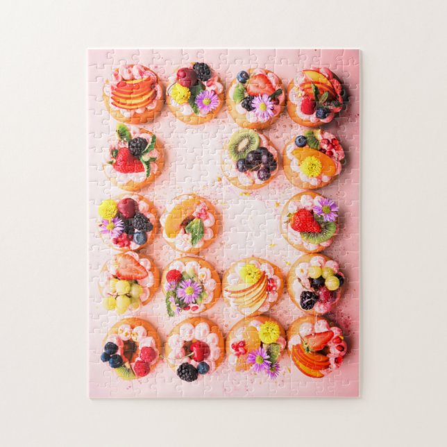 Fruit bagel and doughnut food colourful jigsaw puzzle (Vertical)