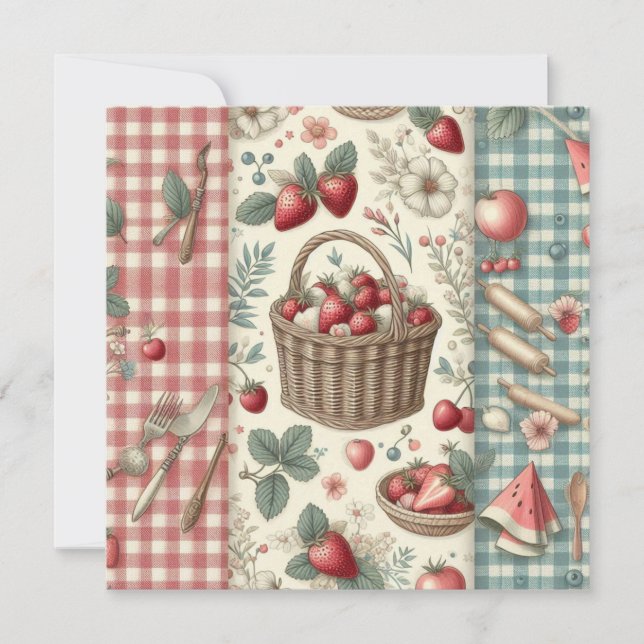 Fruit Basket Gingham Fun Save The Date (Front)