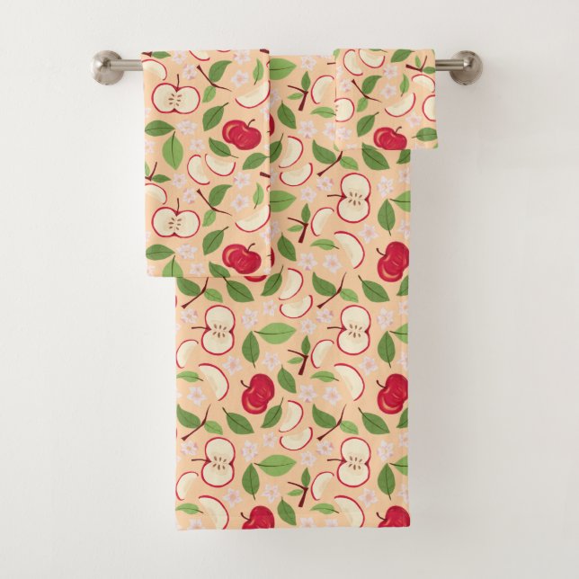 Fruit Basket Pattern Collection - Apples Bath Towel Set (Insitu)