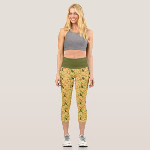 Fruit Basket Pattern Collection - Avocado Capri Leggings