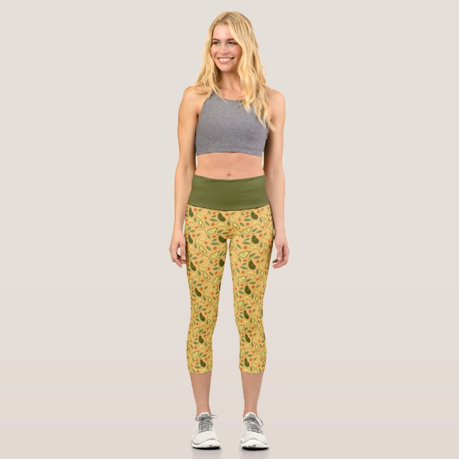 Fruit Basket Pattern Collection - Avocado Capri Leggings (Front)