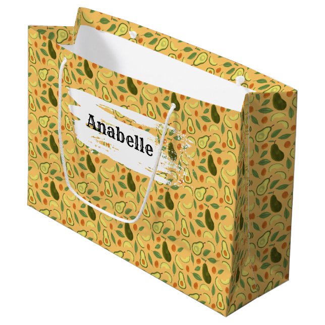 Fruit Basket Pattern Collection - Avocado Large Gift Bag (Front Angled)