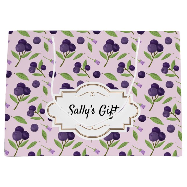 Fruit Basket Pattern Collection - Blueberries Large Gift Bag (Front)