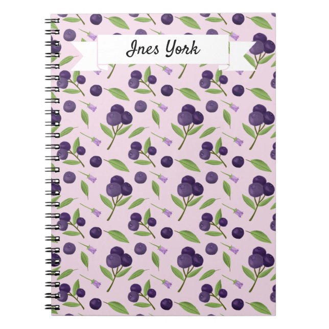 Fruit Basket Pattern Collection - Blueberries Notebook (Front)