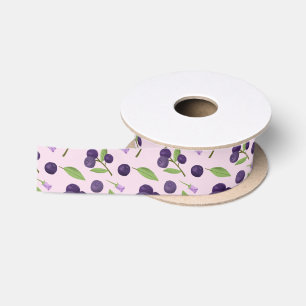 Fruit Basket Pattern Collection - Blueberries Satin Ribbon