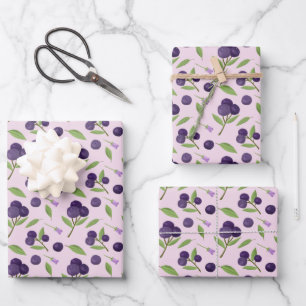 Fruit Basket Pattern Collection - Blueberries  Wrapping Paper Sheet