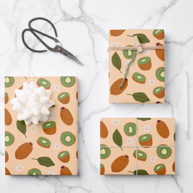 Fruit Basket Pattern Collection - Kiwi Wrapping Paper Sheet (Front)