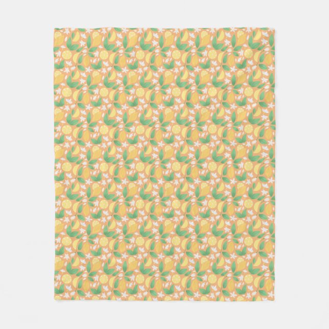 Fruit Basket Pattern Collection - Lemon Fleece Blanket (Front)