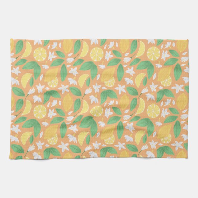 Fruit Basket Pattern Collection - Lemon Tea Towel (Horizontal)