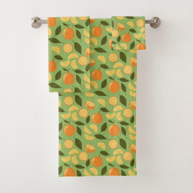 Fruit Basket Pattern Collection - Oranges Bath Towel Set (Insitu)