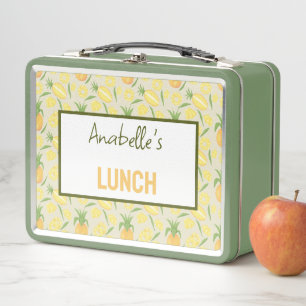 Fruit Basket Pattern Collection - Pineapples Metal Lunch Box