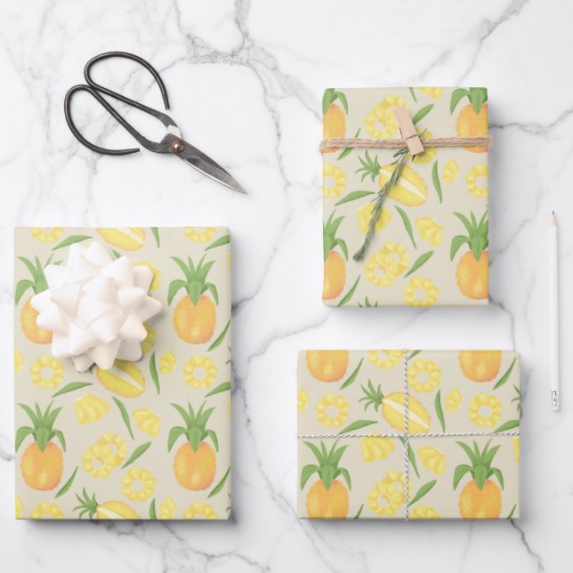 Fruit Basket Pattern Collection - Pineapples Wrapping Paper Sheet (Front)
