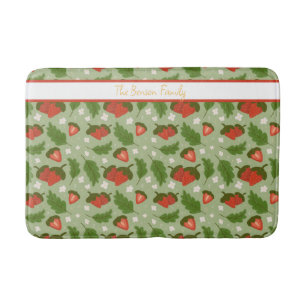 Fruit Basket Pattern Collection - Strawberries Bath Mat