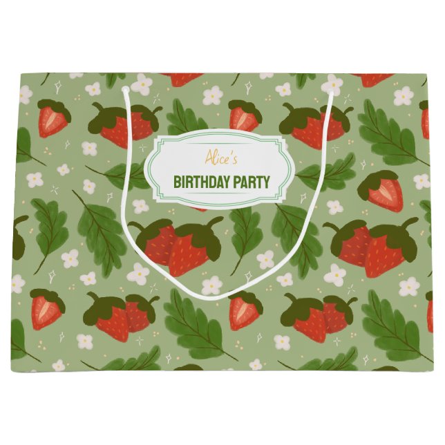 Fruit Basket Pattern Collection - Strawberries Large Gift Bag (Front)