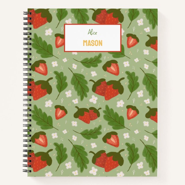 Fruit Basket Pattern Collection - Strawberries Notebook (Front)