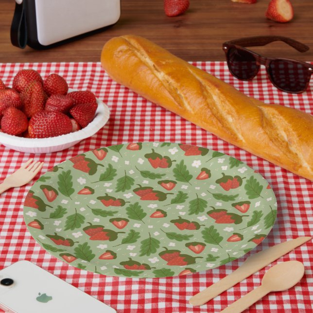 Fruit Basket Pattern Collection - Strawberries Paper Plate (Picnic)