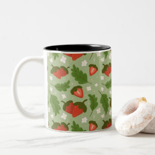 Fruit Basket Pattern Collection - Strawberries Two-Tone Coffee Mug