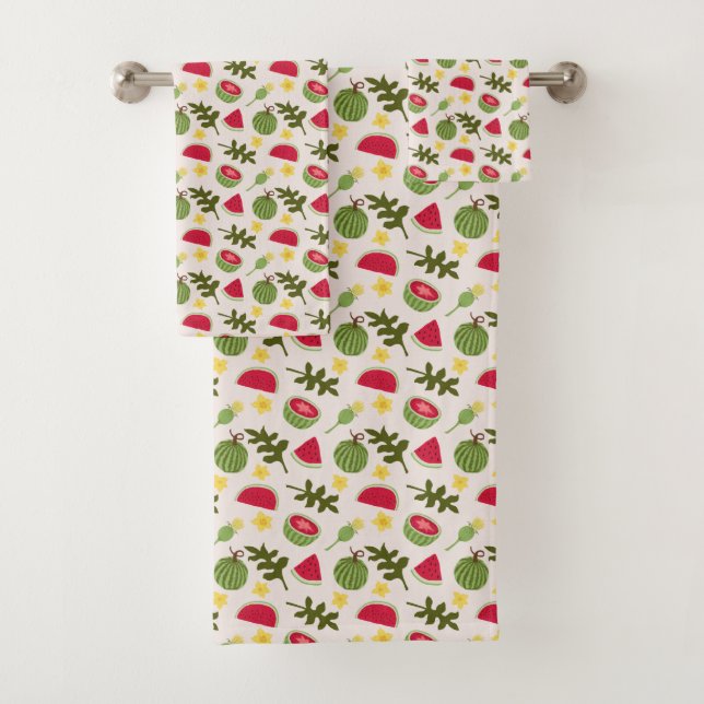Fruit Basket Pattern Collection - Watermelon Bath Towel Set (Insitu)