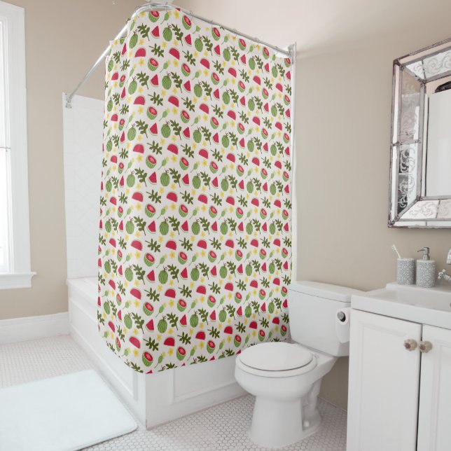 Fruit Basket Pattern Collection - Watermelon Shower Curtain (In Situ)