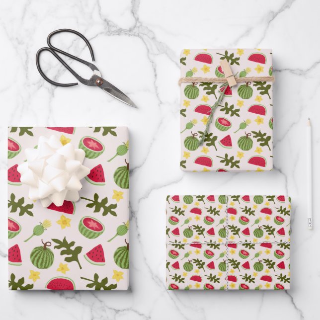 Fruit Basket Pattern Collection - Watermelon Wrapping Paper Sheet (Front)