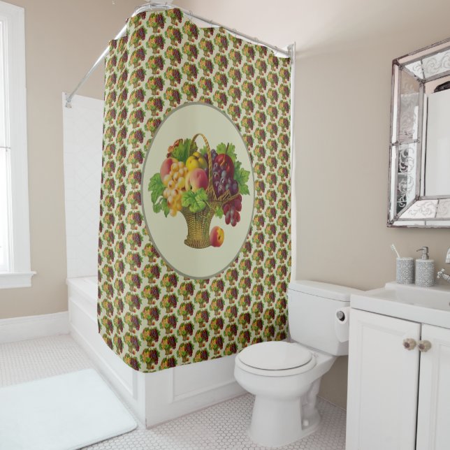 Fruit Basket Vintage Art  Shower Curtain (In Situ)