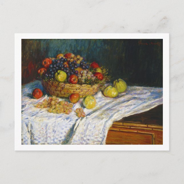 Fruit Basket with Apples and Grapes Claude Monet Postcard (Front)
