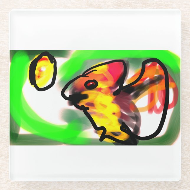 Fruit bat  art glass coaster (Front)